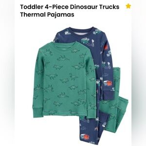 NWT Carters Toddler 4-Piece Dinosaur Trucks Thermal Pajamas 2T